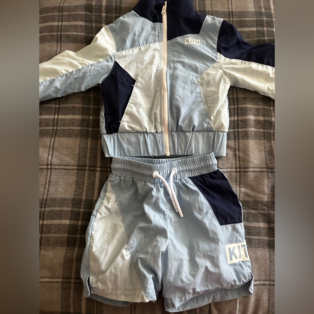 Kith Light Blue and Navy Kids Matching Tracksuit Set